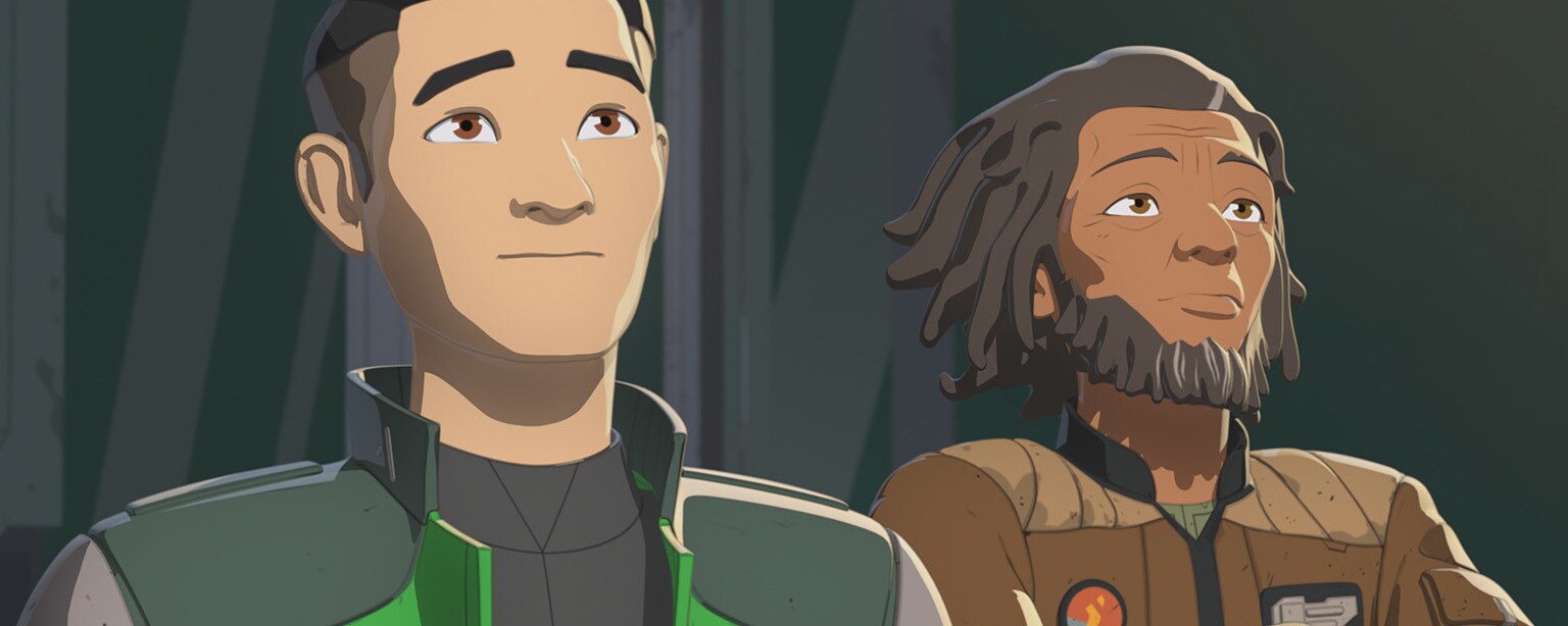 Kaz and Jarek stand side-by-side in Star Wars Resistance.