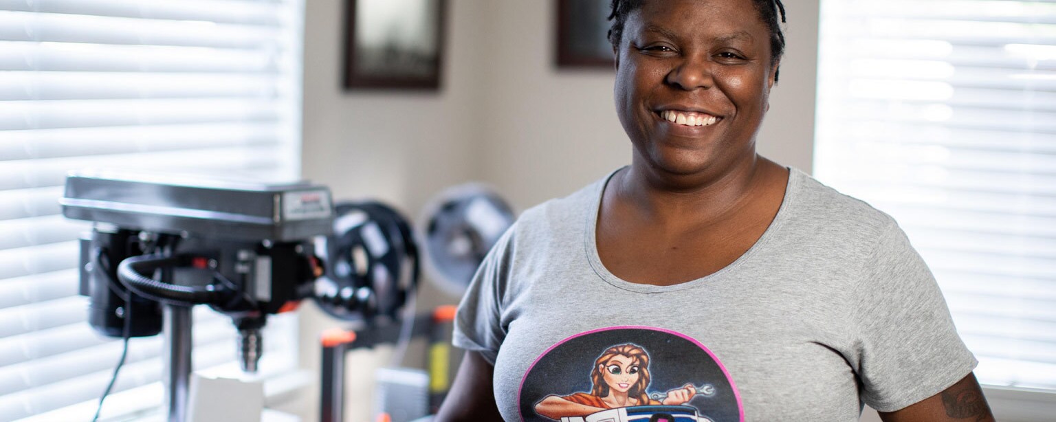 Christina Cato, droid builder, featured in Our Star Wars Stories.