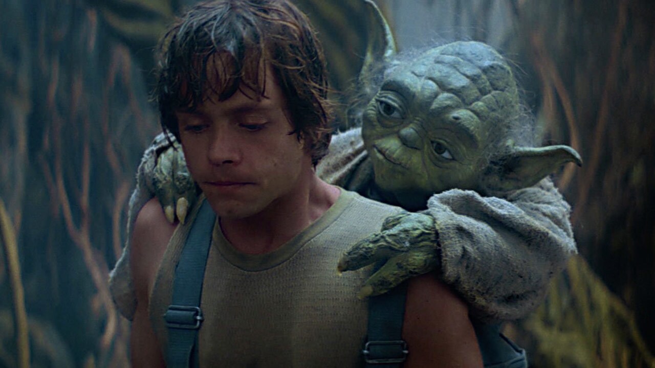 Yoda and Luke training on Dagobah
