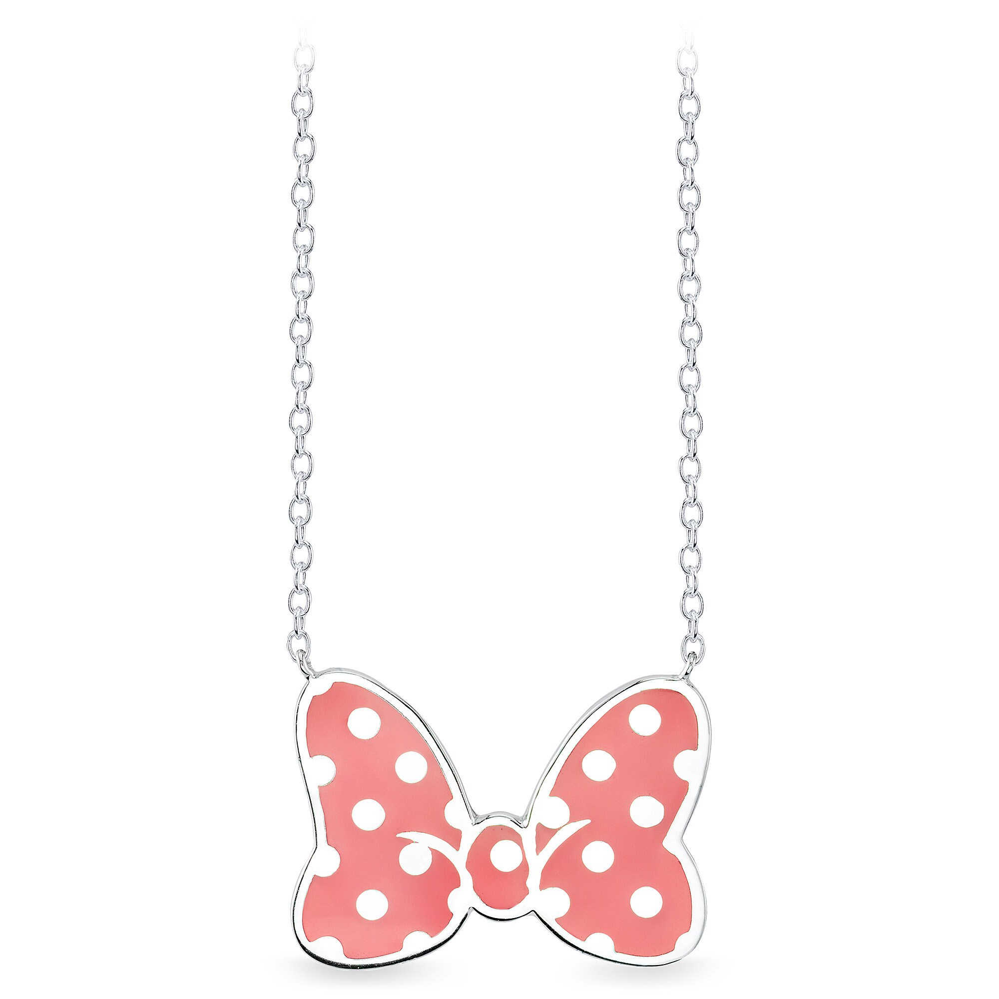 Minnie Mouse Coral Bow Sterling Silver Necklace by RockLove - Limited Edition