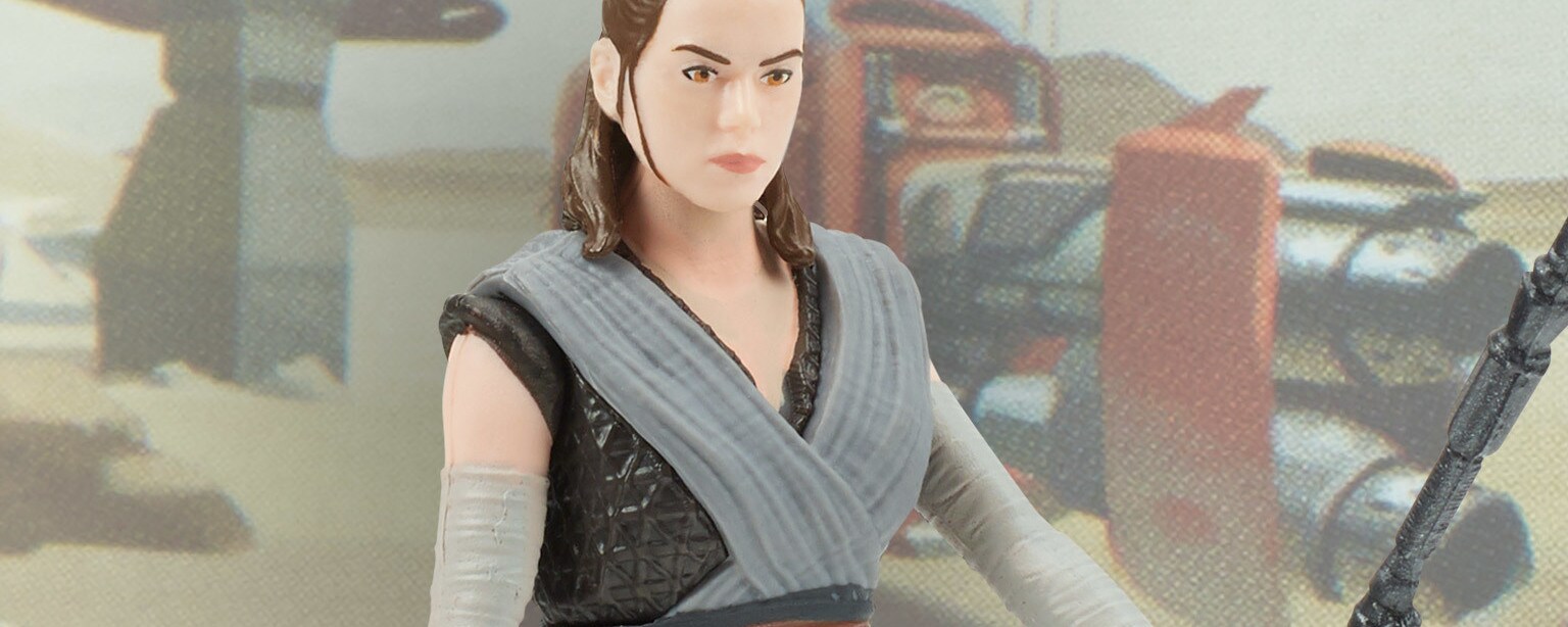 A Rey action figure, part of Hasbro's next wave of Star Wars Galaxy of Adventures figures.