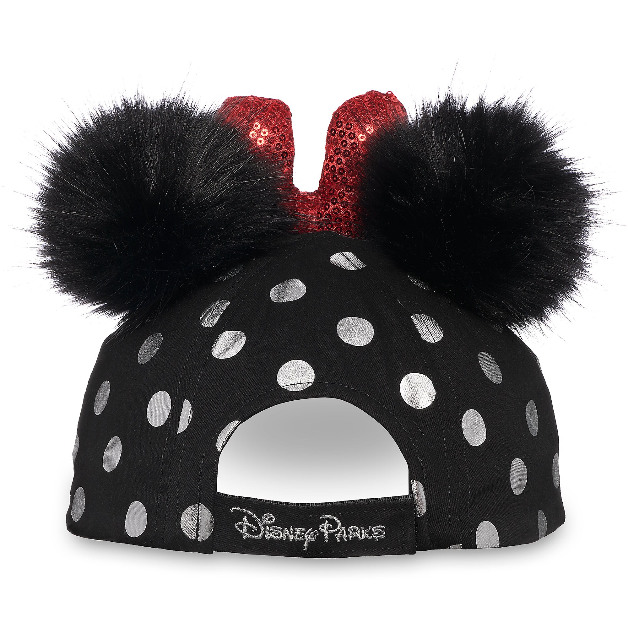 Minnie Mouse Polka Dot Pom Pom Baseball Cap - Black