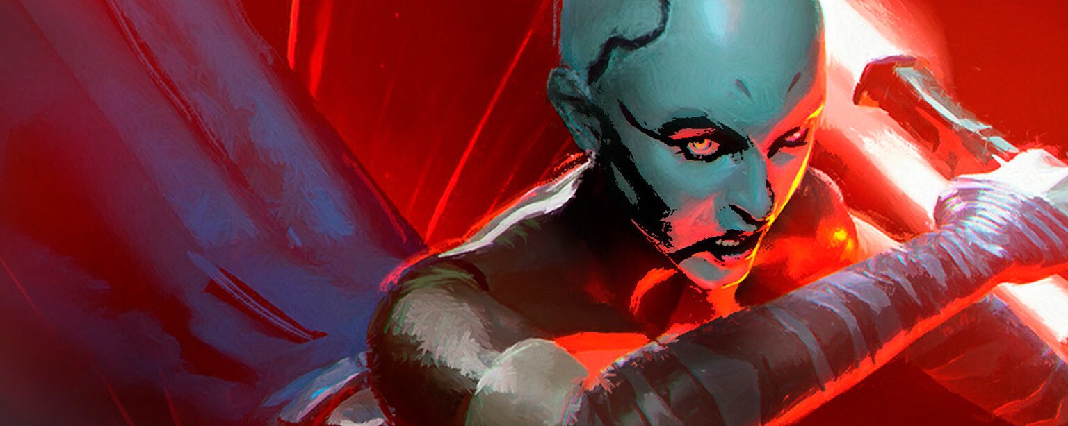 Asajj Ventress on the cover of "Dooku: Jedi Lost"