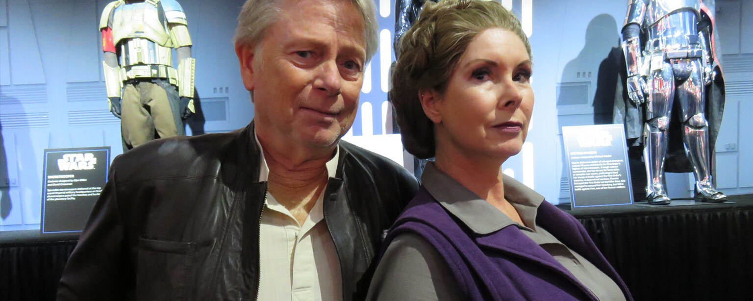 Naomi Brett Rourke and Tim Guest cosplaying as Han Solo and General Leia