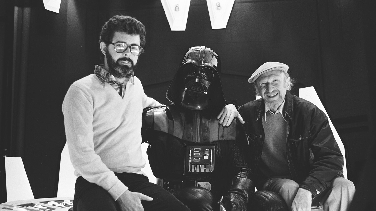 George Lucas and Darth Vader on the set of The Empire Strikes Back