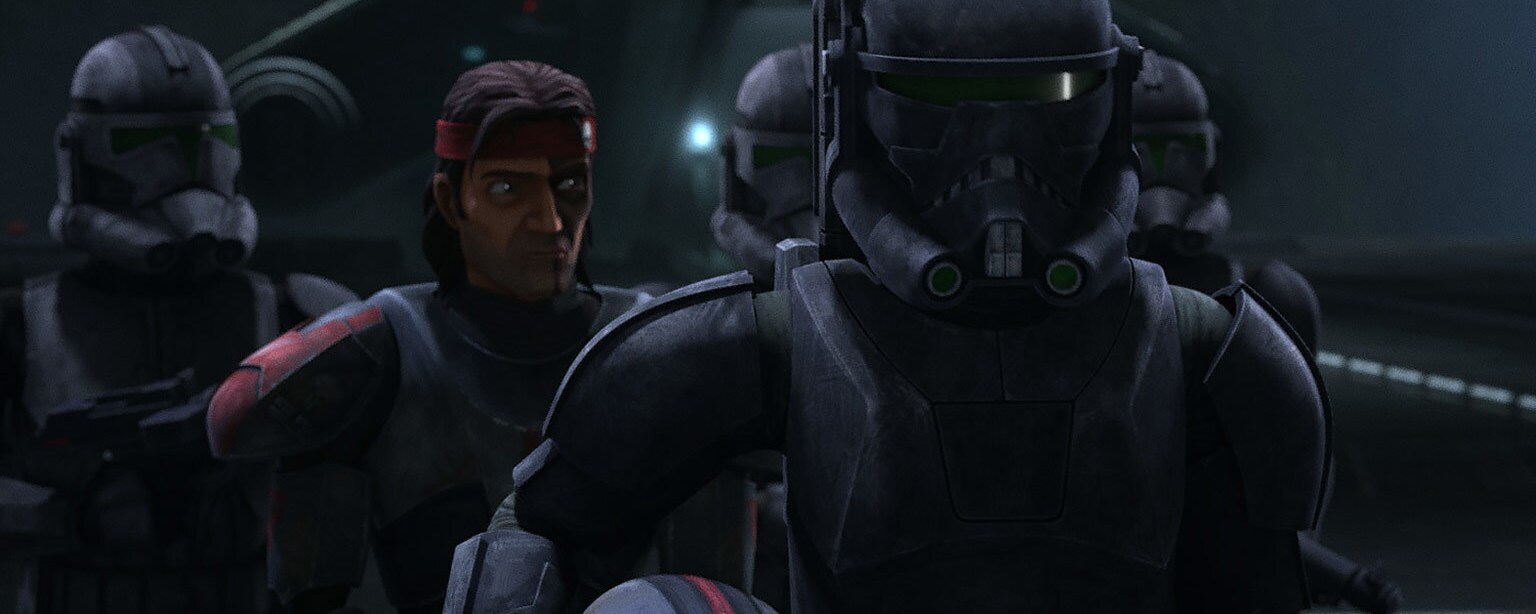 Imperial troops escort Hunter.