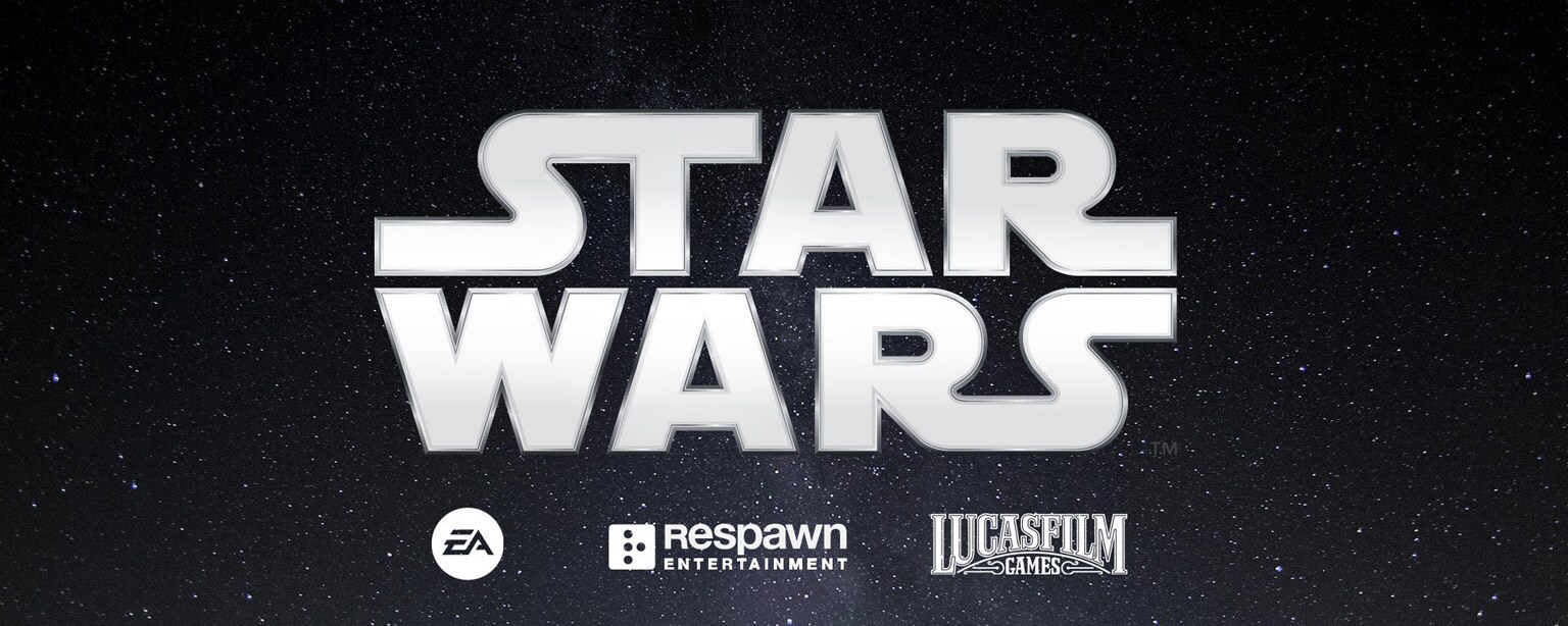 The logos for Star Wars, EA, Lucasfilm Games, and Respawn on a starfield.