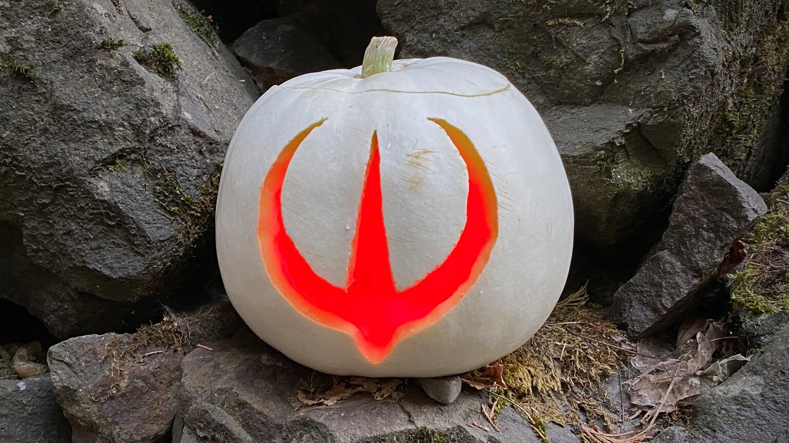 White Pumpkin with Star Wars Andor Symbol