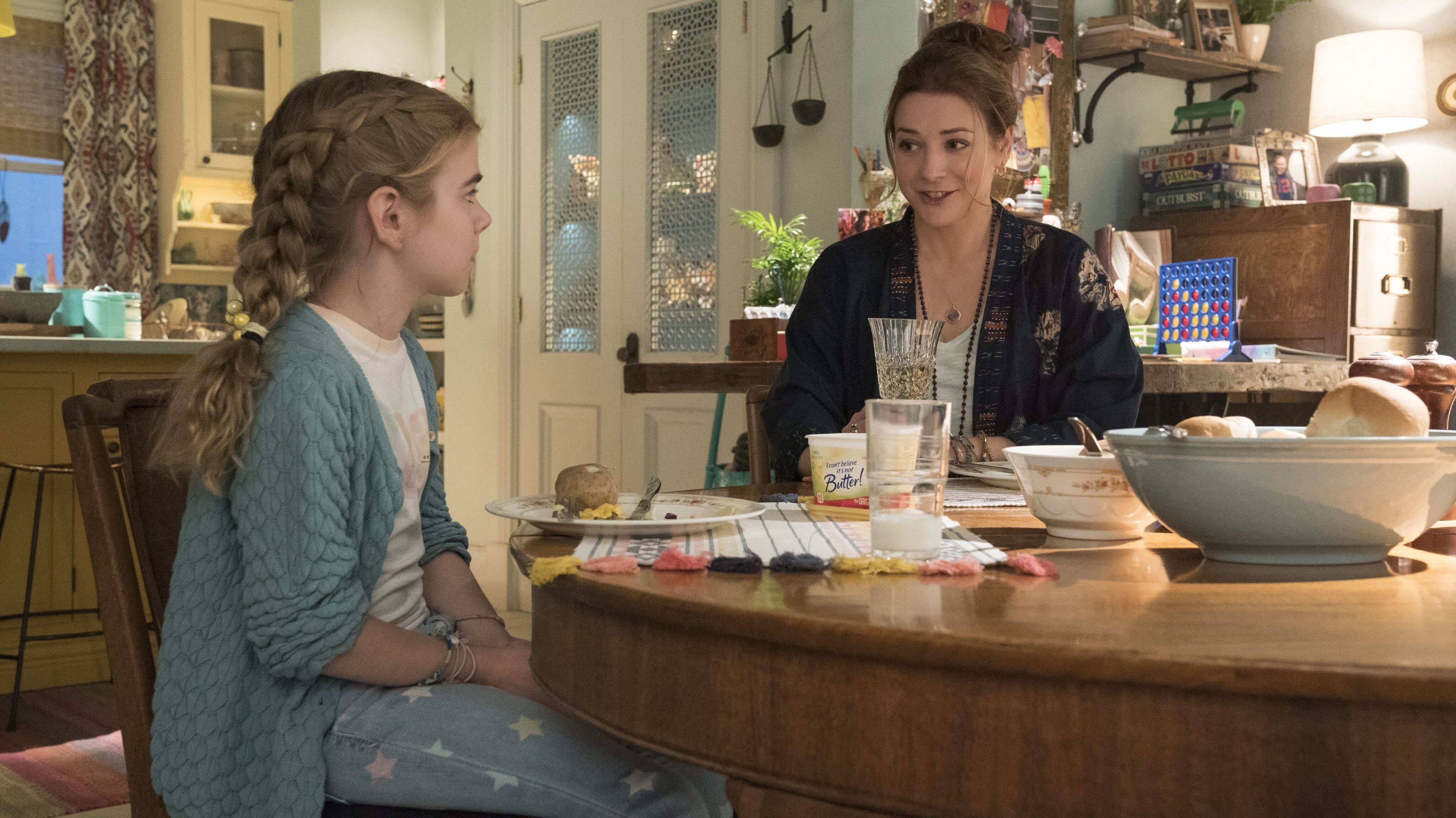 Matilda Lawler as Flora and Alyson Hannigan as Phyllis in FLORA & ULYSSES, exclusively on Disney+. Photo by Jake Giles Netter. © 2020 Disney Enterprises, Inc. All Rights Reserved.