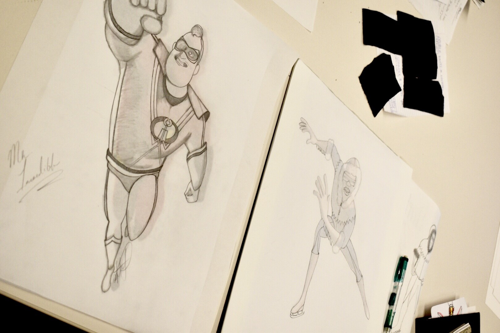 Incredibles 2 outfit design ideas sketch from FIDM students 