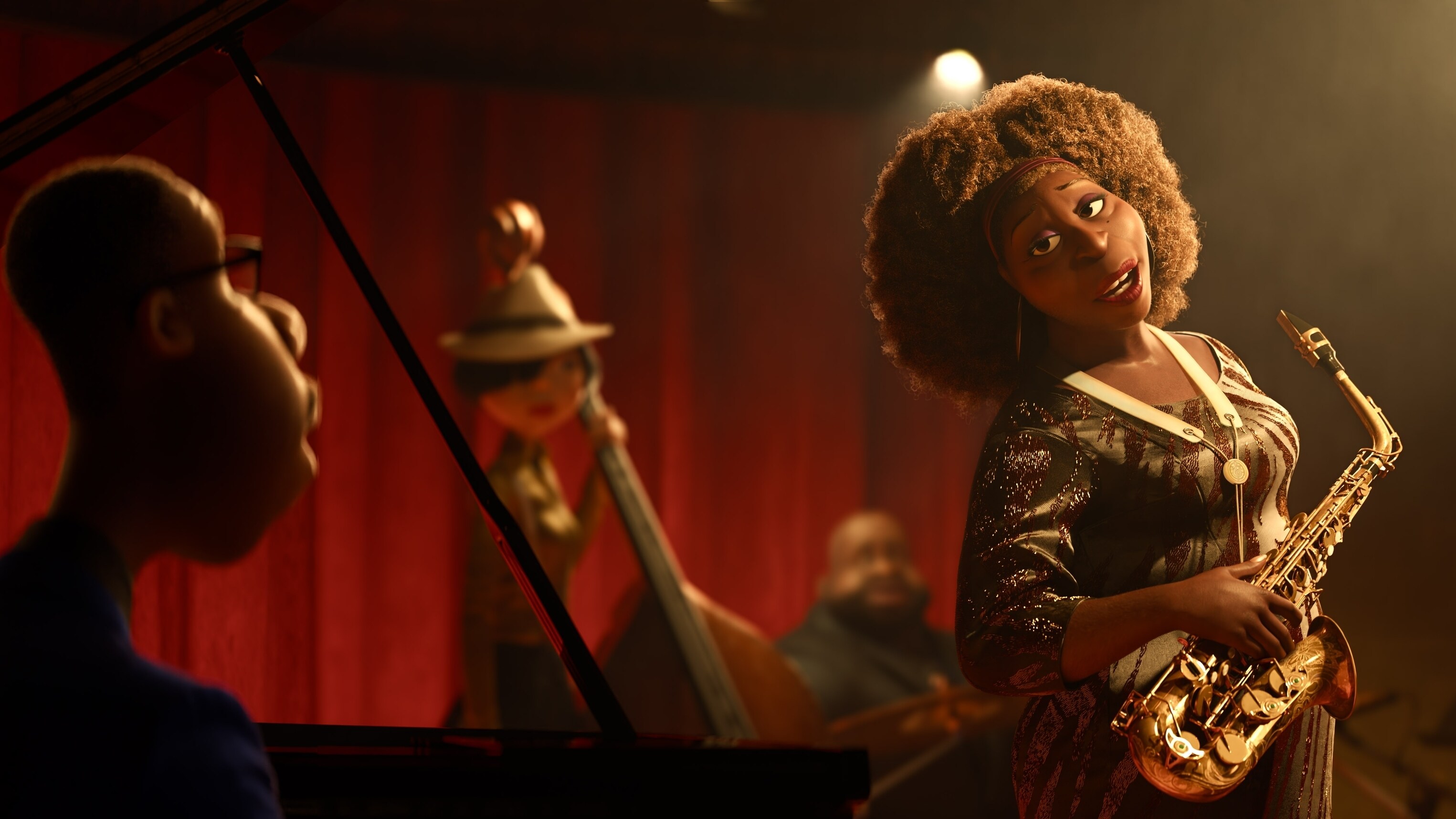 In Disney and Pixar’s “Soul,” a middle-school band teacher named Joe Gardner gets the chance of a lifetime to play the piano in a jazz quartet headed by the great Dorothea Williams. Featuring Jamie Foxx as the voice of Joe Gardner, and Angela Bassett as the voice of Dorothea, “Soul” will debut exclusively on Disney+ (where Disney+ is available) on December 25, 2020. © 2020 Disney/Pixar. All Rights Reserved.