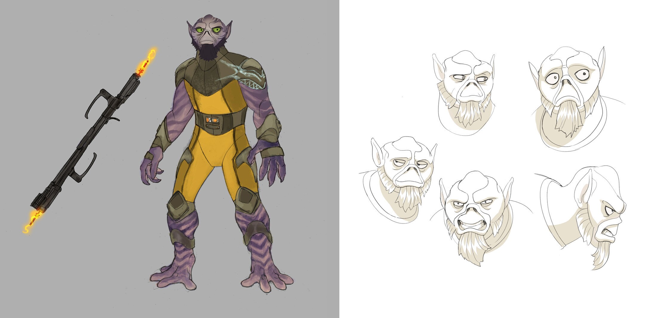 Zeb Orrelios full character illustration and facial expression designs.