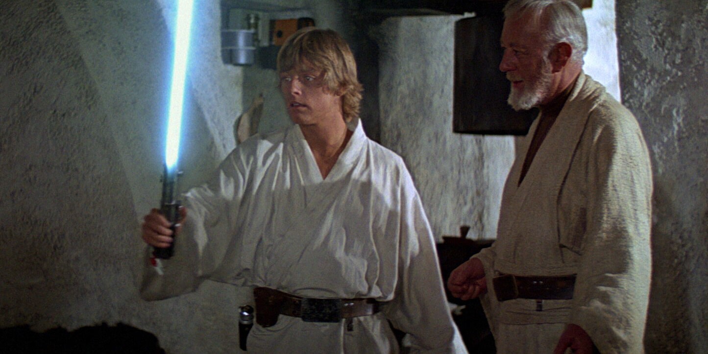 Luke Skywalker med blå ljussabel