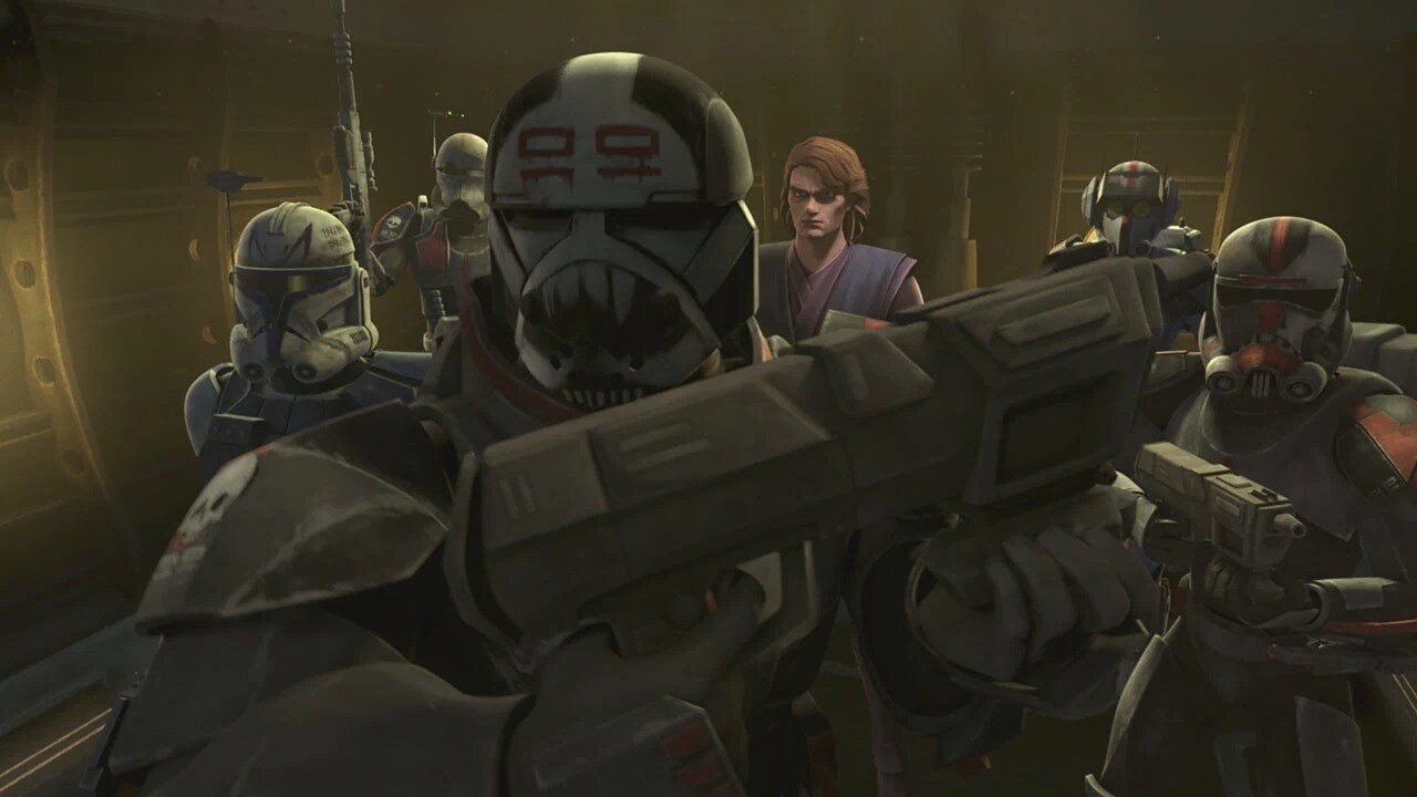 Rex, Anakin, and the Bad Batch from The Clone Wars in episode, "A Distant Echo" 