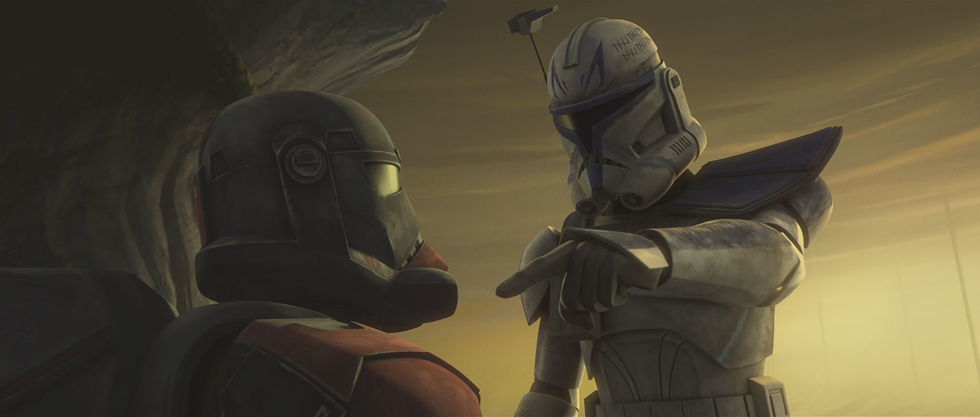 The clones near the Separatist camp...but lose Echo's signal. The weight of the mission taking it...