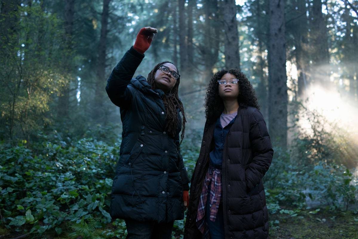 Ava DuVernay and Storm Reid during filming of the movie "A Wrinkle in Time"