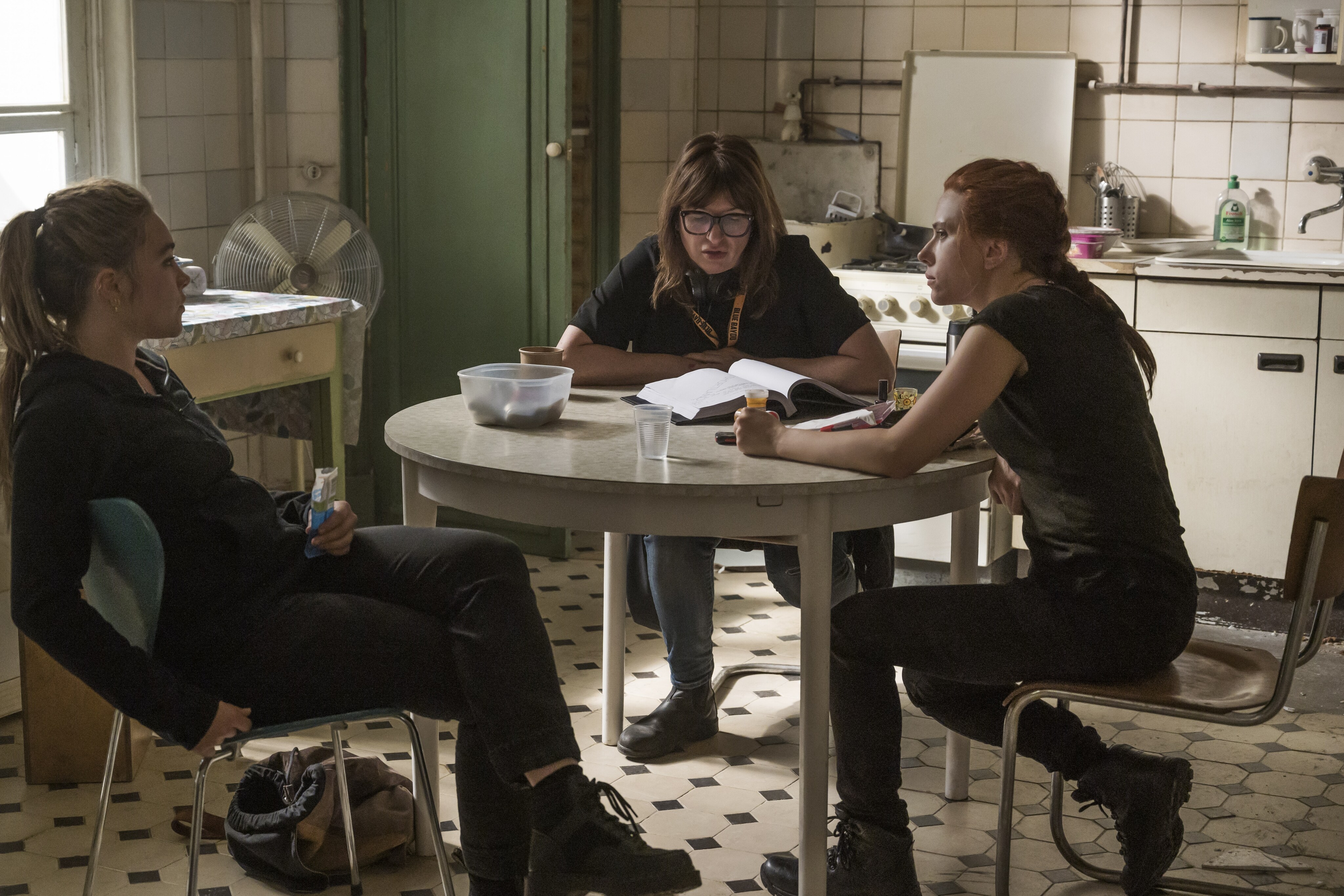 Scarlett Johansson and Florence Pugh Behind-the-Scenes of Black Widow with Director