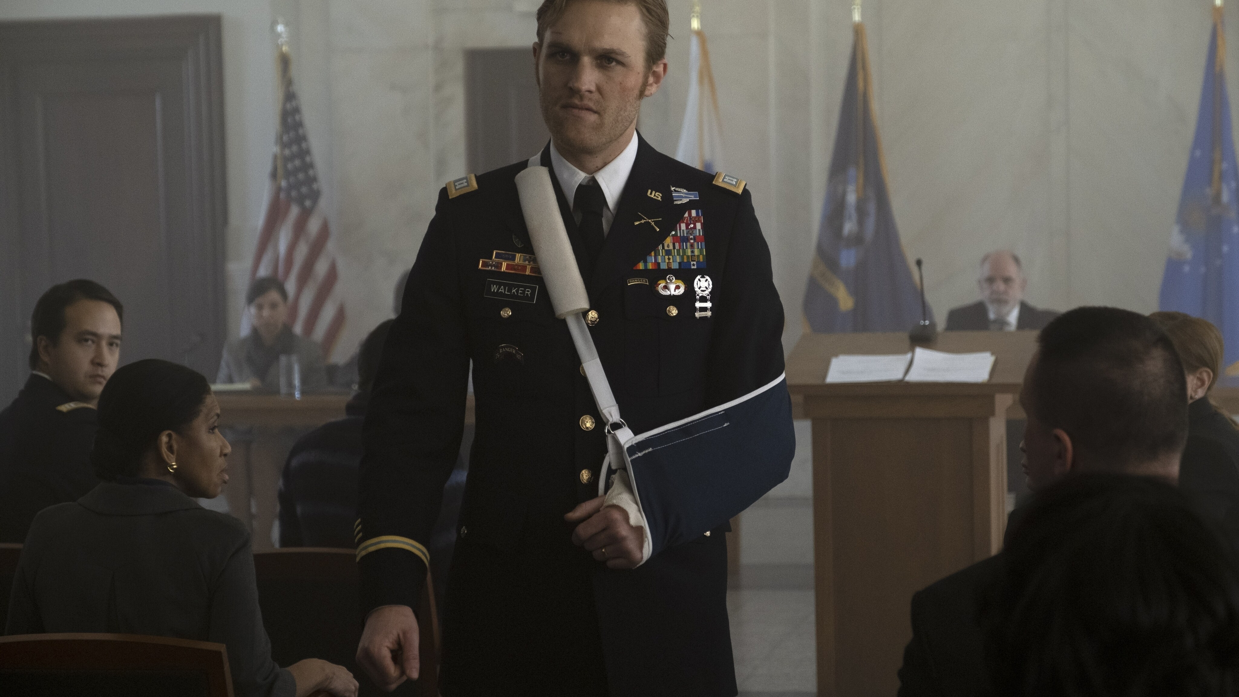 John Walker (Wyatt Russell) in Marvel Studios' THE FALCON AND THE WINTER SOLDIER exclusively on Disney+. Photo by Chuck Zlotnick. ©Marvel Studios 2021. All Rights Reserved.