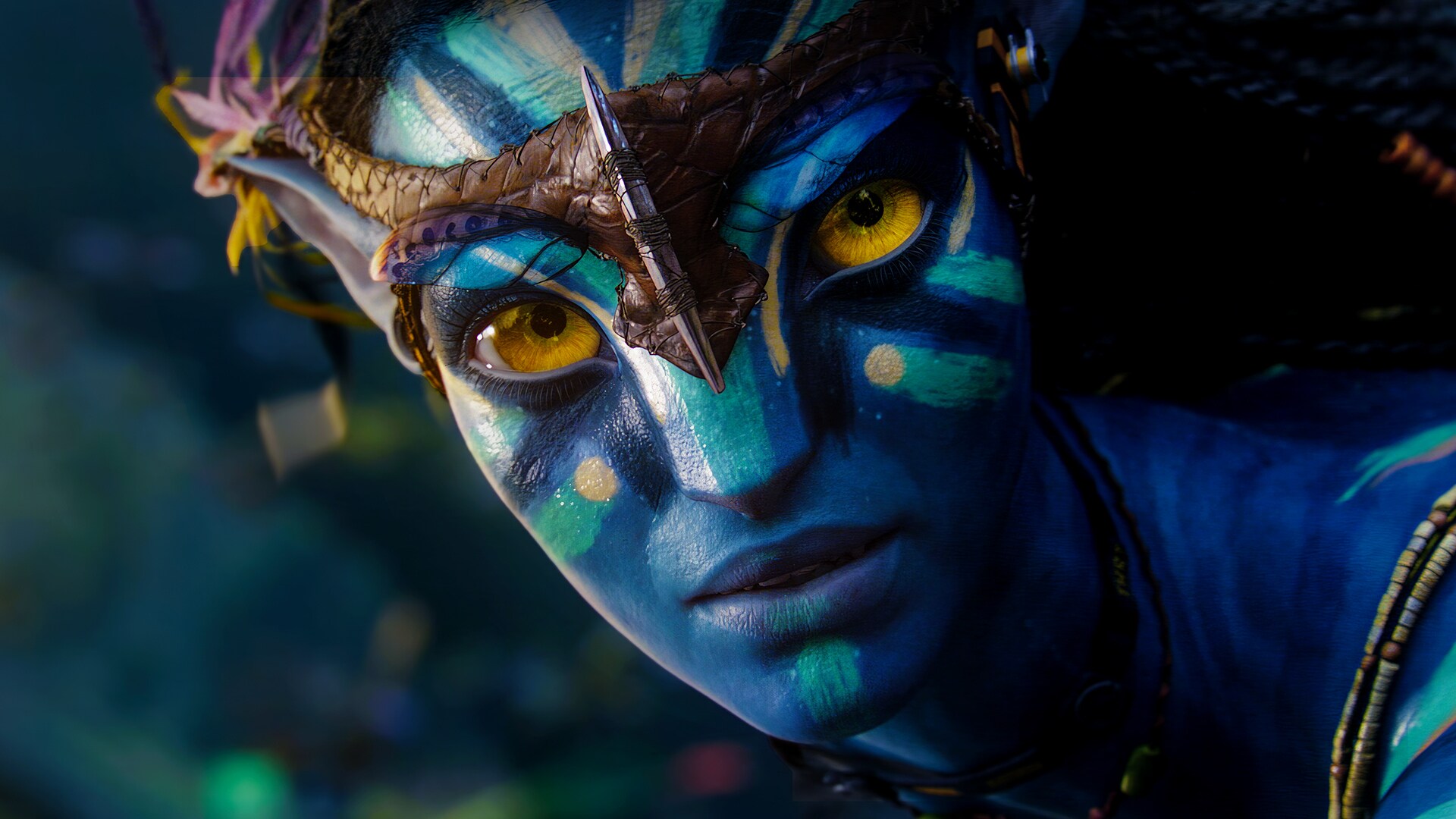 Close-up of Neytiri from Avatar