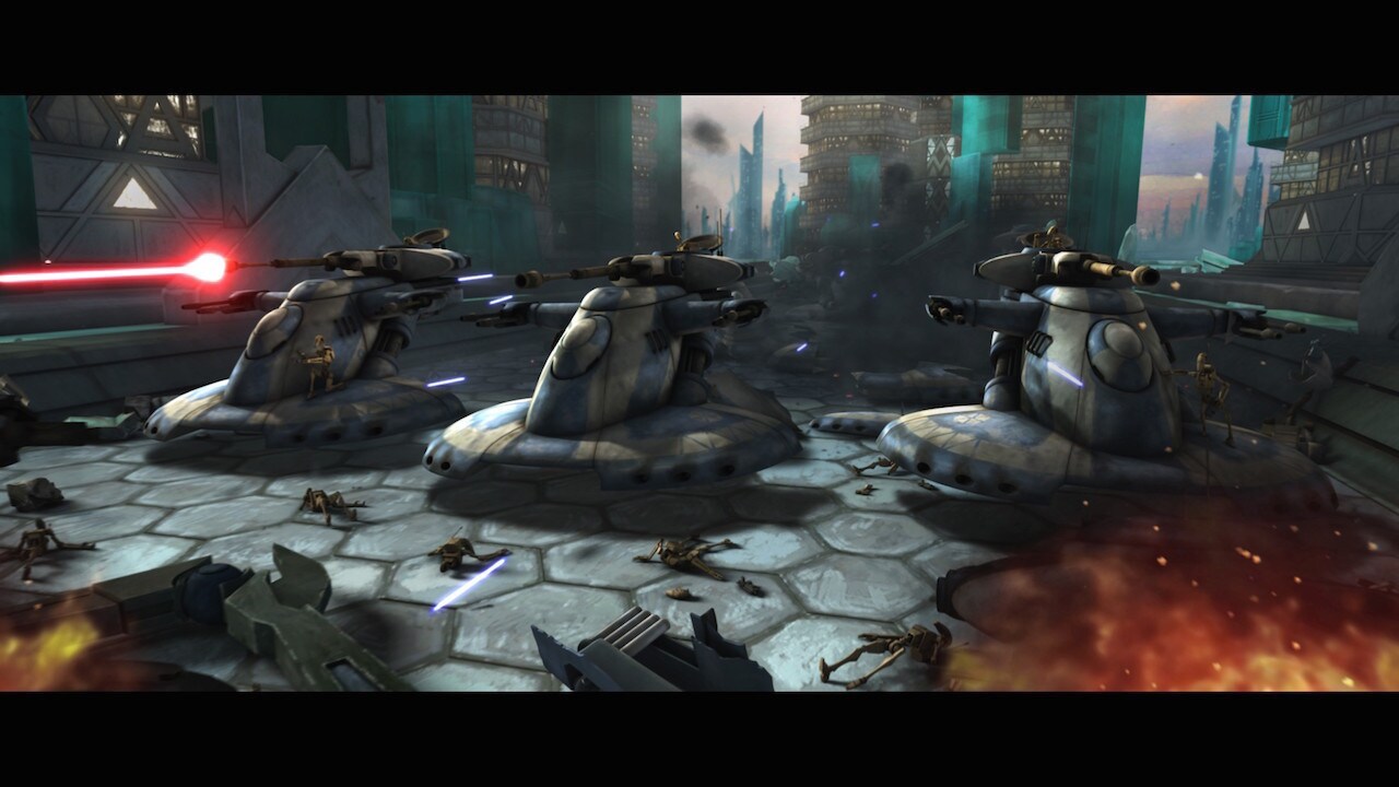 The fight on Christophsis was primarily a duel between the Republic’s powerful AV-7 cannons and L...