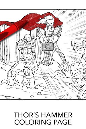 avengers thor's hammer coloring page  disney movies