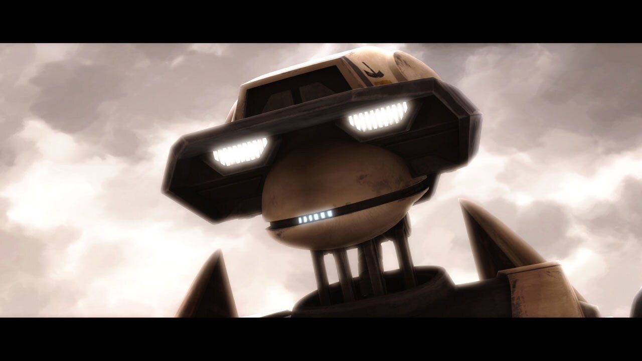 Indicative of the different design aesthetic of the show, the tactical droid head is the same mod...