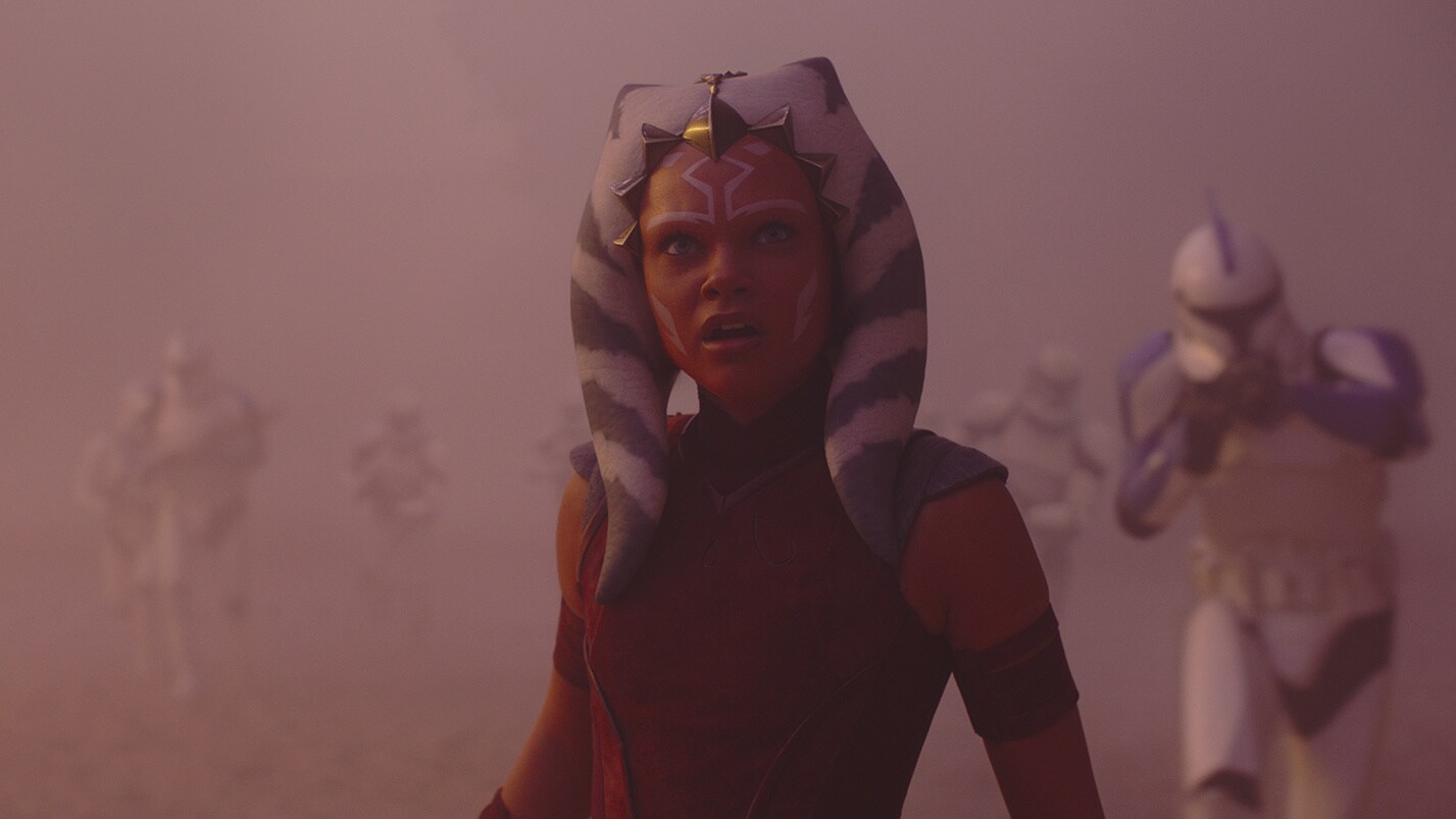Anakin and Ahsoka continue their duel, and Tano soon finds herself transported back to the middle...