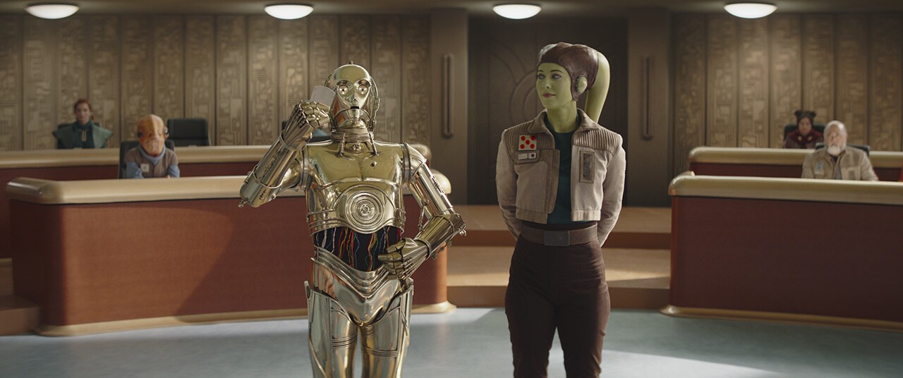 C-3PO delivers a message exonerating Syndulla.