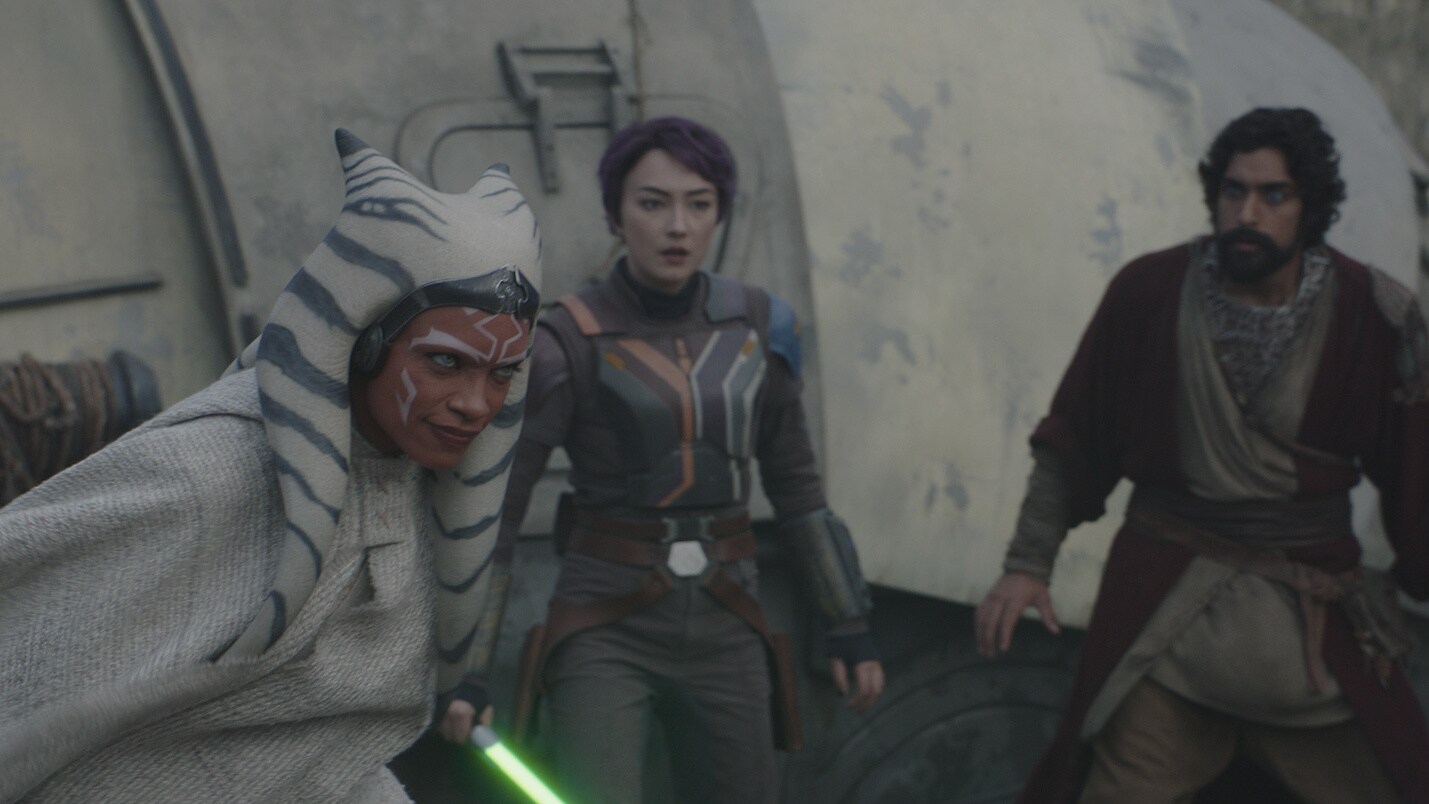 Ahsoka arrives to aid Sabine and Ezra. “What a rare sight," Thrawn says, watching the battle on a...