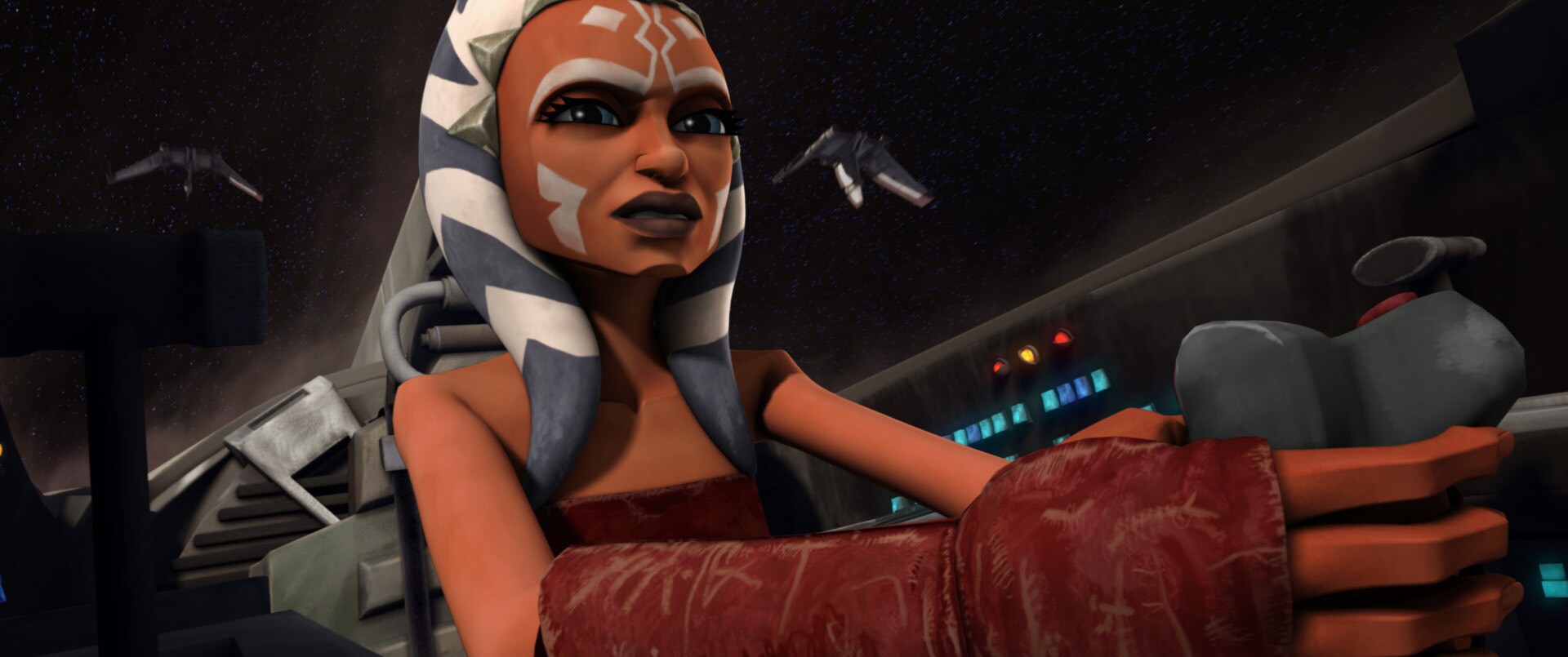 Ahsoka Tano piloting a ship