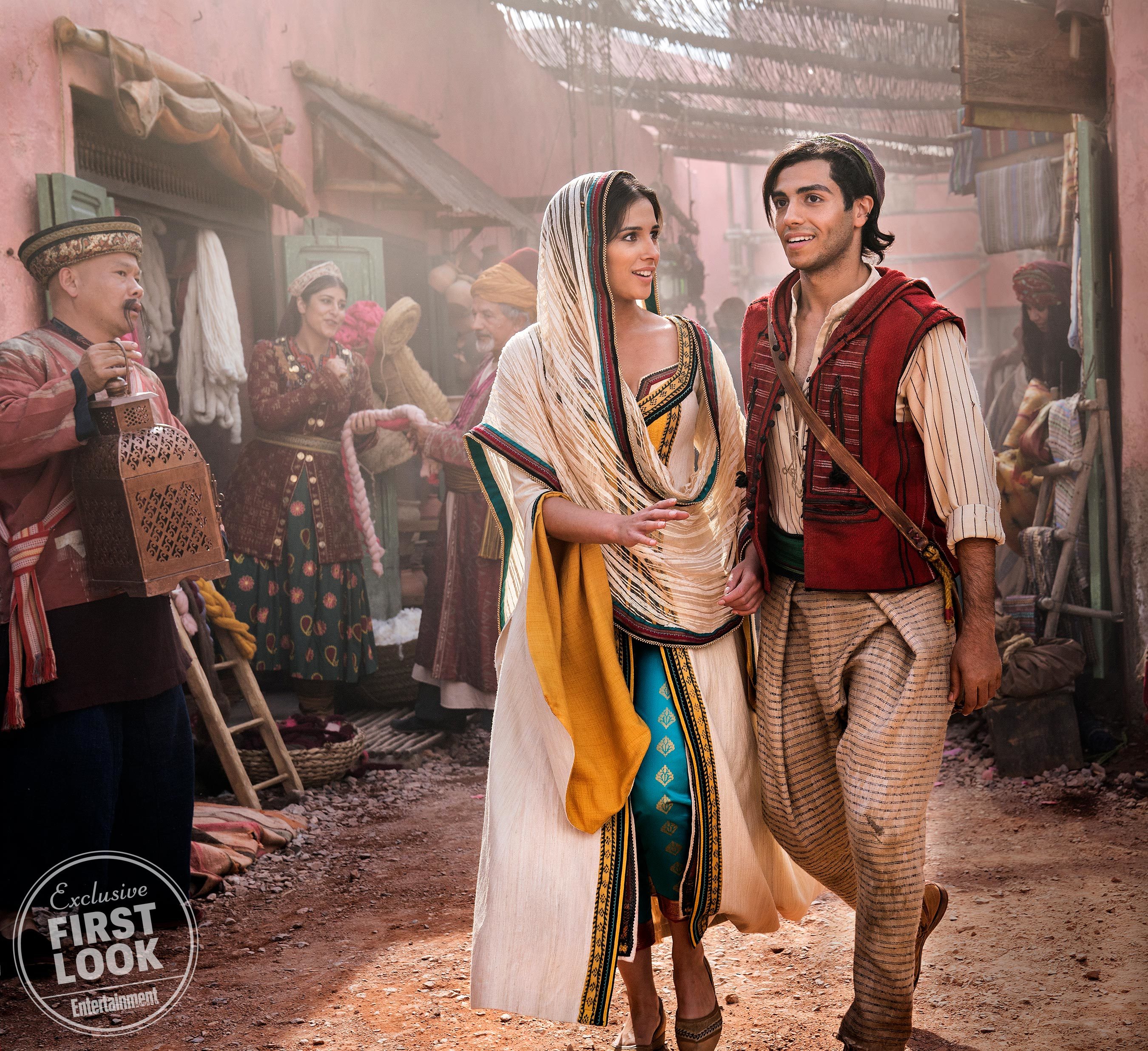 Naomi Scott as Jasmine and Mena Massoud as Aladdin