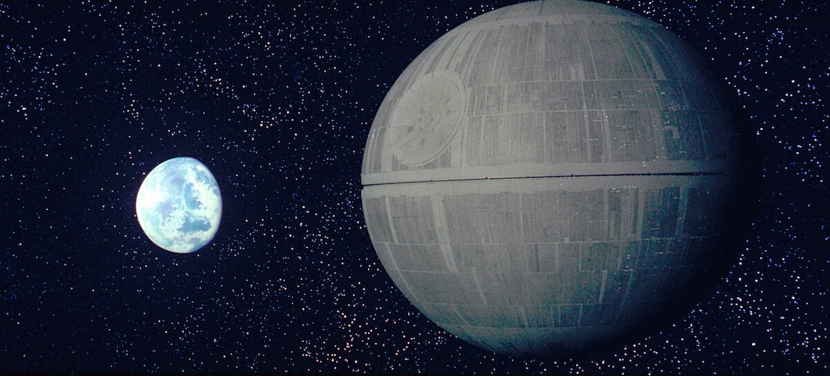 The Death Star preparing to destroy Alderaan 