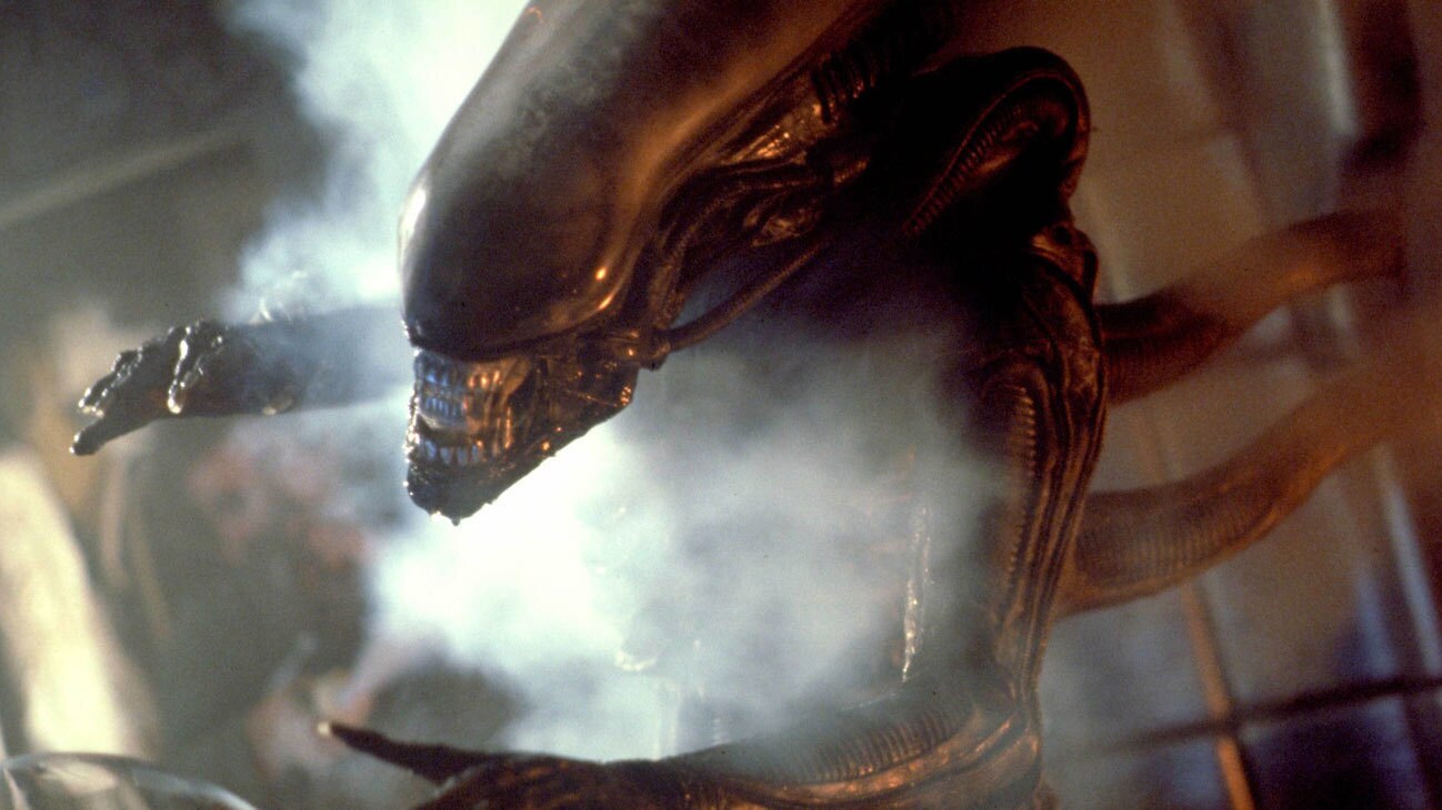 The xenomorph (actor Bolaji Badejo) in the movie "Alien."