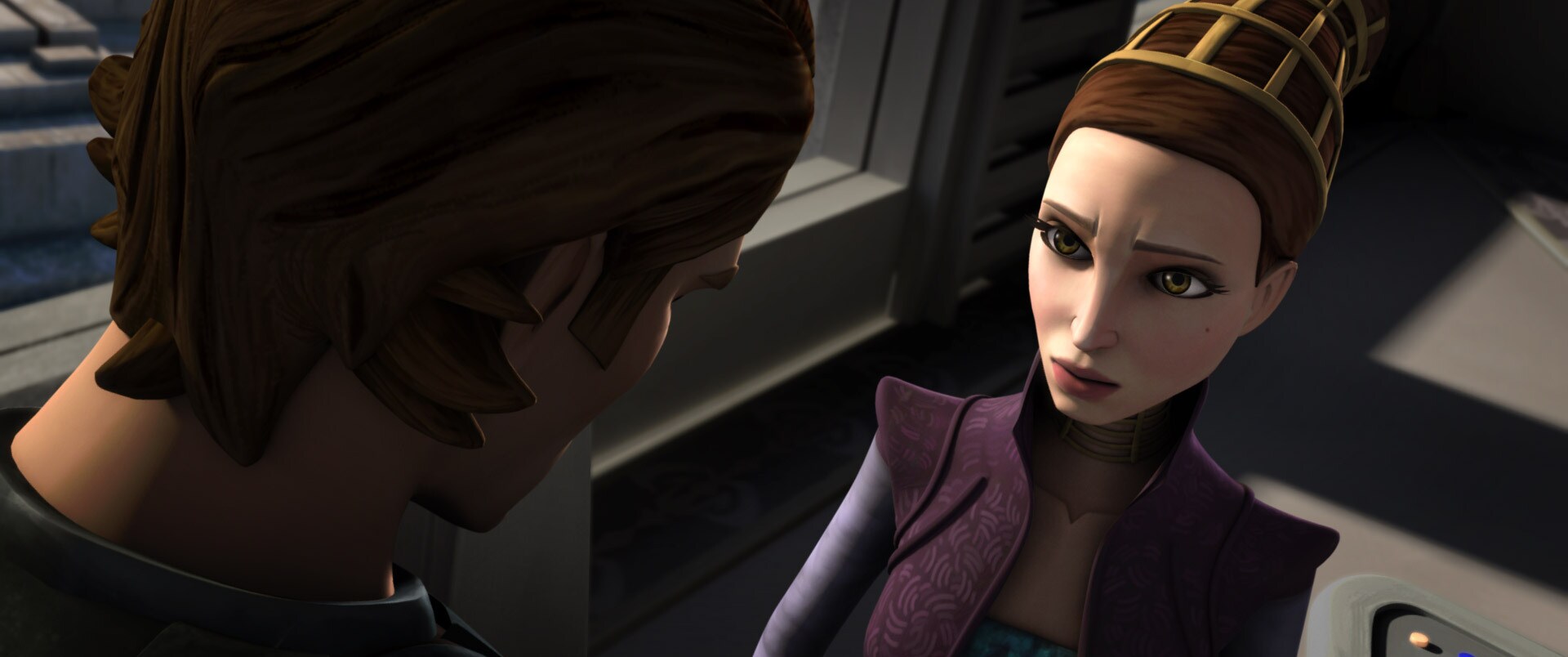 Anakin and Padme in the Season 1 finale of Star Wars: The Clone Wars (“Hostage Crisis”).