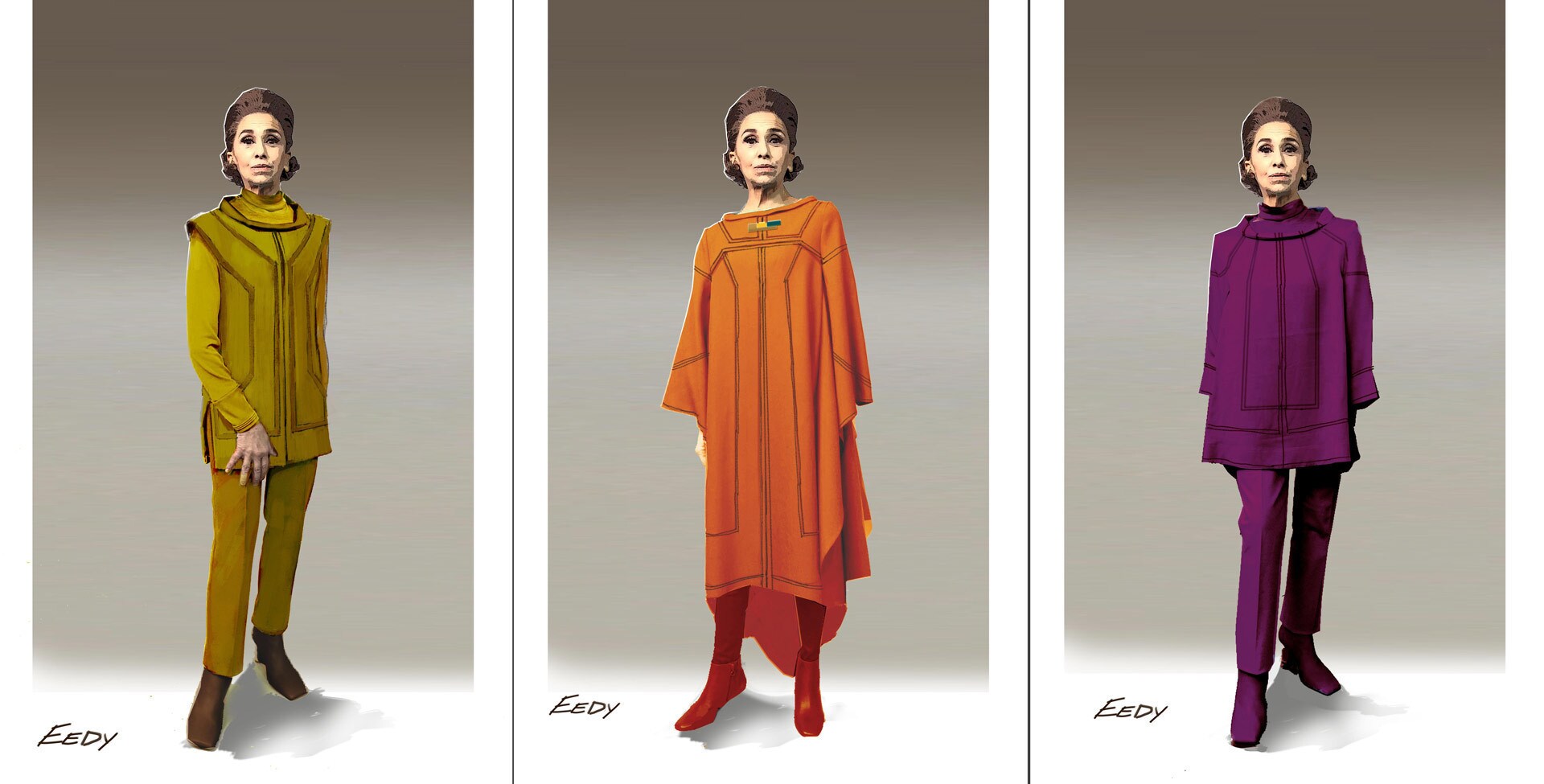 Concept art of Eedy Karn's costumes by Andrei Riabovitchev.