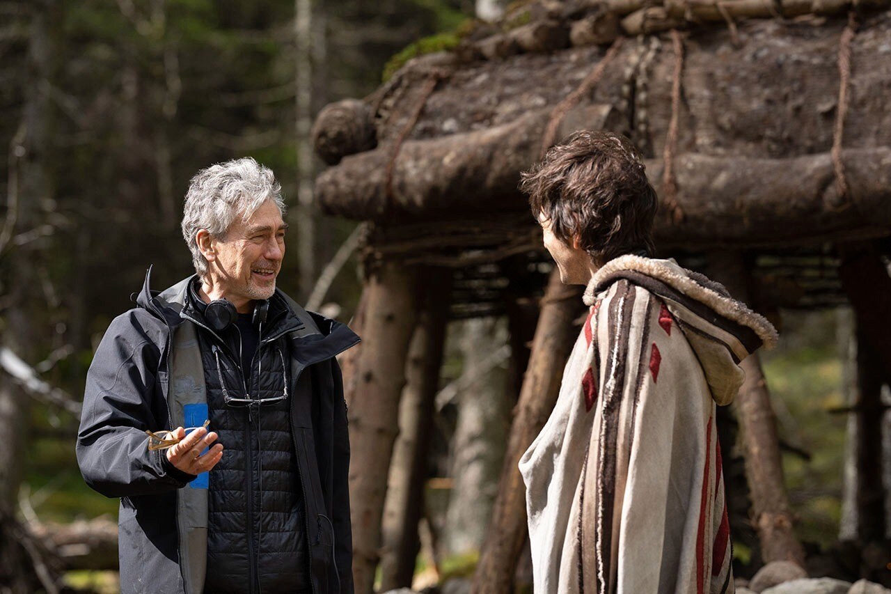 Tony Gilroy and Diego Luna on the set of Andor