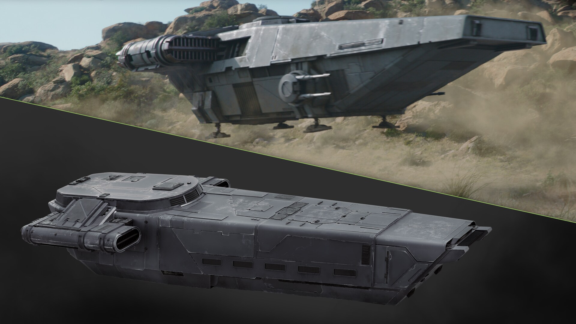 The prison transport ship is based on the Imperial troop transport seen in The Mandalorian Season 2.