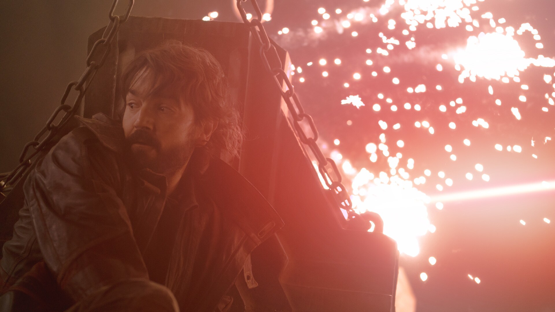 Outside of the blaster fire added by ILM’s visual effects team, all but two of the shots in the f...