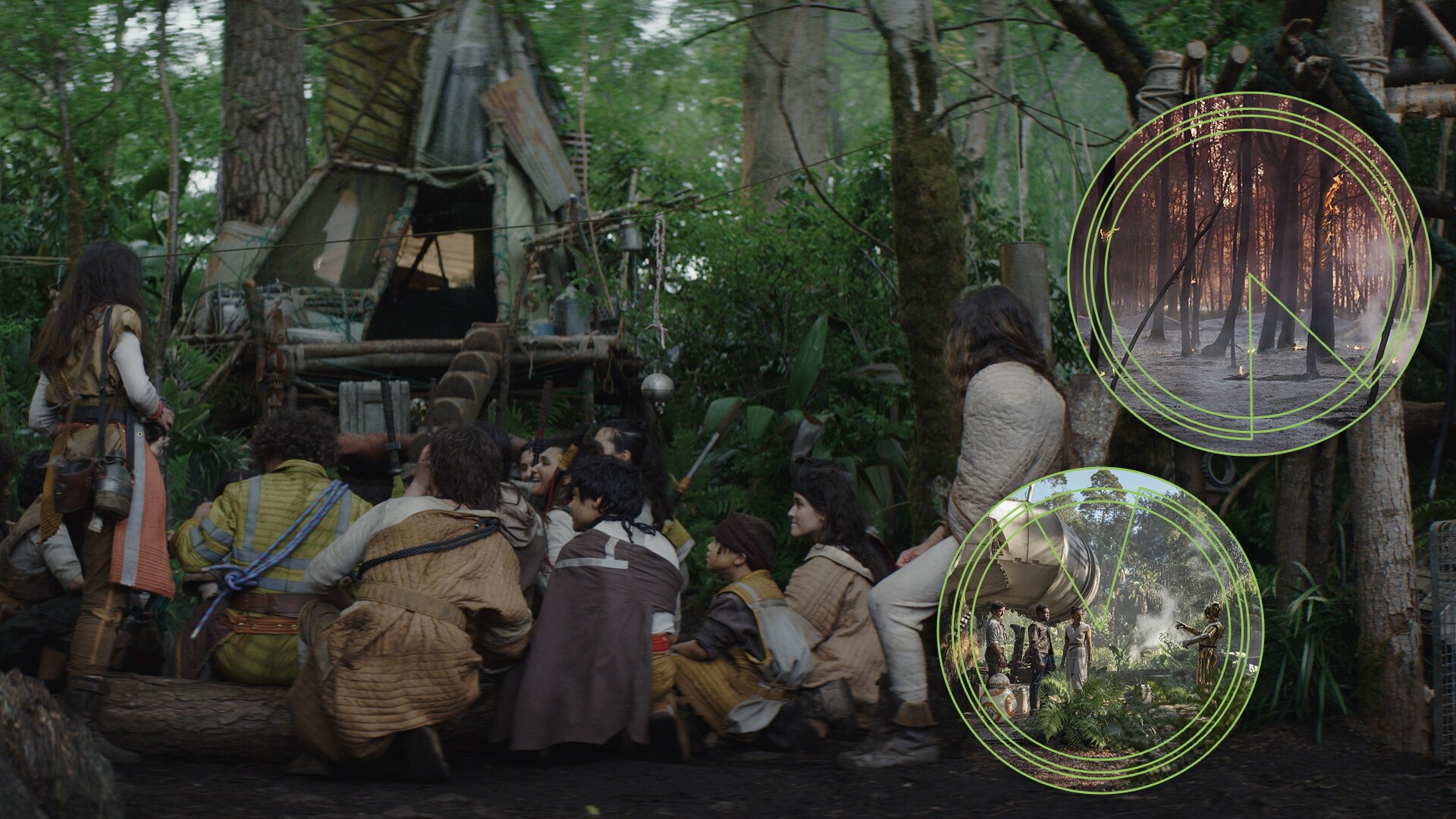 Scenes set in the jungle village on Kenari were filmed at Black Park, a public park adjacent to P...