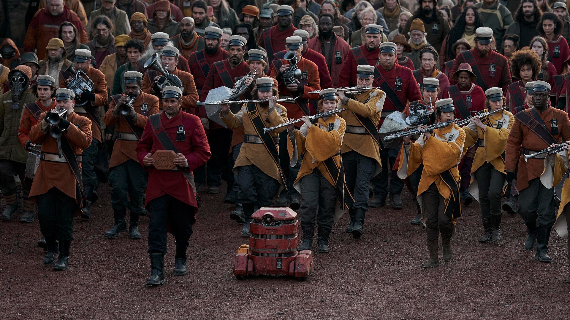 Union marches and New Orleans parades served as inspiration for the costumes for Maarva’s funeral...