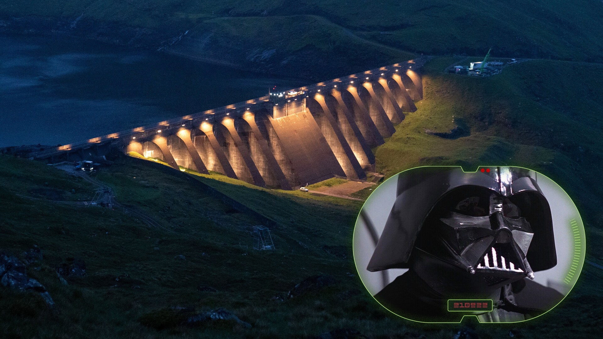Areas of Cruachan Dam in Scotland, where the Imperial Aldhani dam sequence was filmed, resemble D...