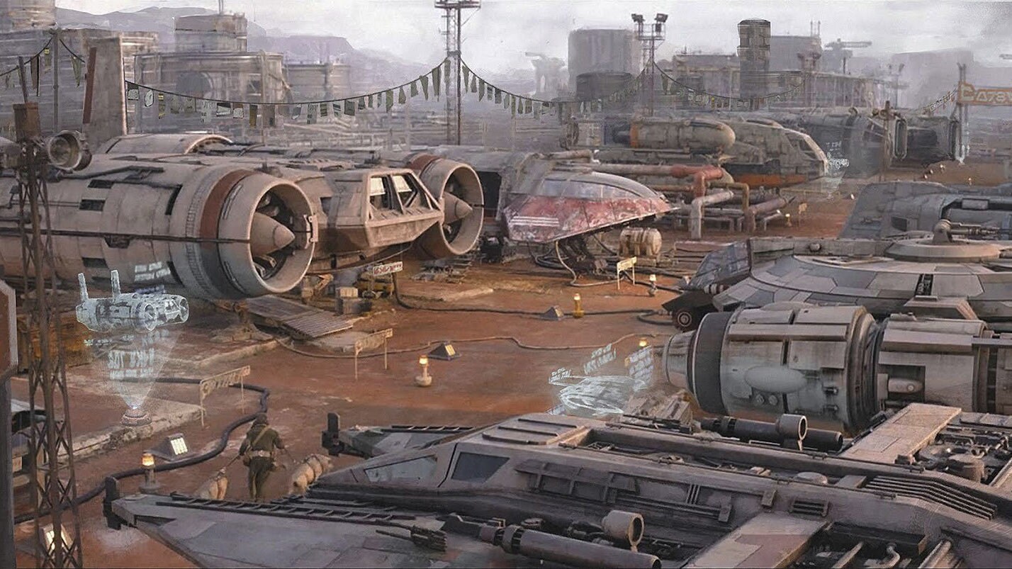Concept art of Zorby's Shiplot by Chester Carr.