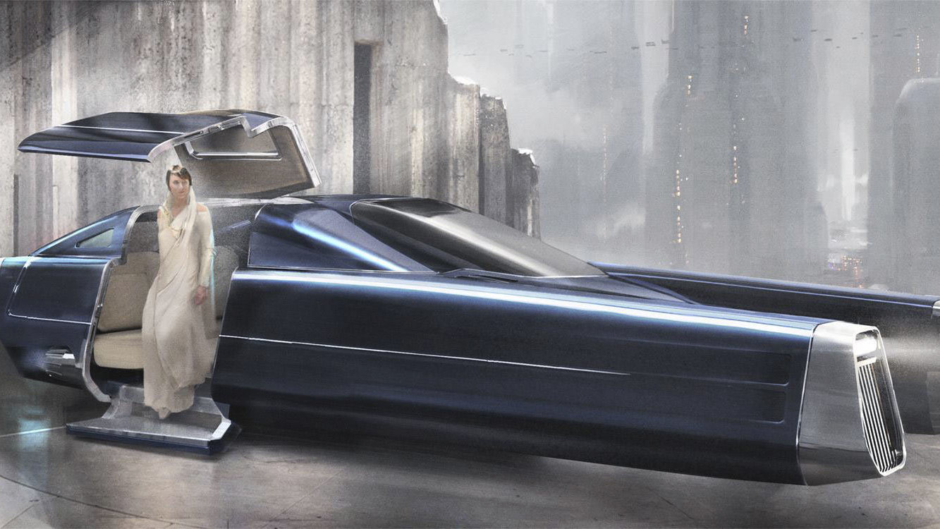Concept art of Mon Mothma and her private transport by Giorgio Grecu.