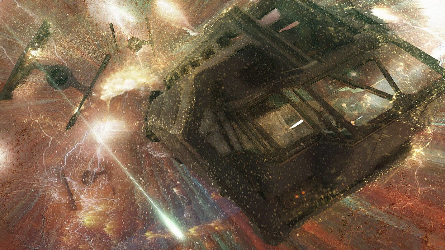 Concept art of the heist escape by Chester Carr.