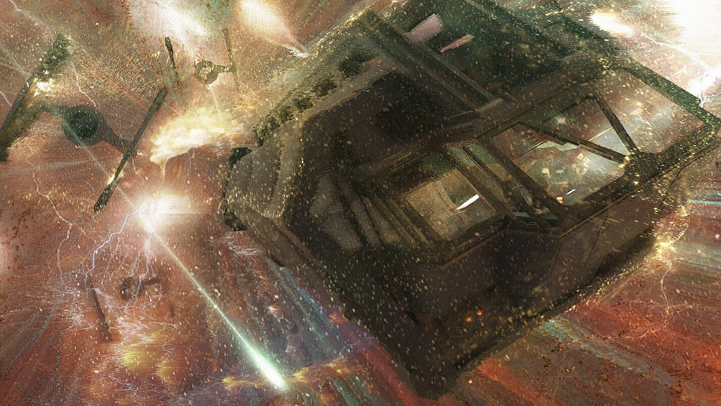 Concept art of the heist chase by Chester Carr.