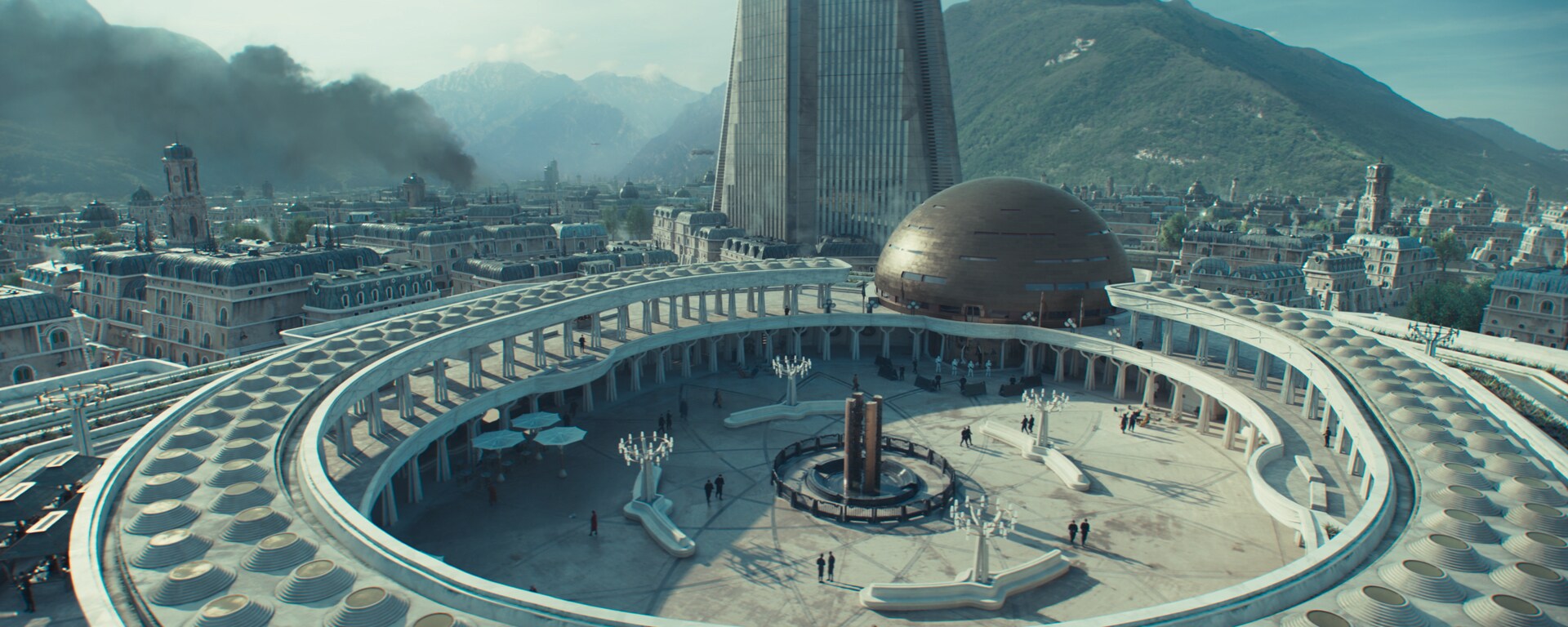 Andor Season 2 final frame of the Palmo main plaza on Ghorman