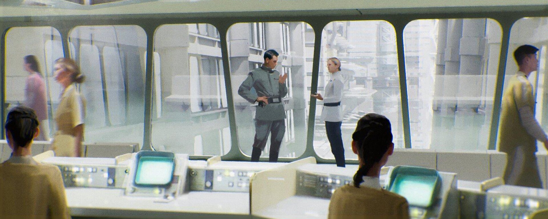 Andor Season 2 concept art of the interior of the medical building on Coruscant 
