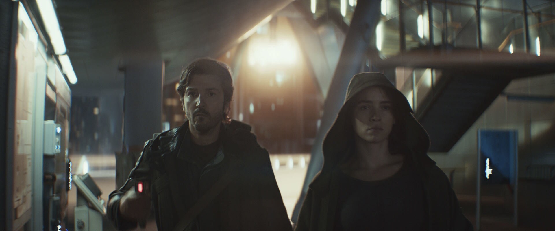 (L-R): Andor (Diego Luna) and Bix Caleen (Adria Arjona) in Andor season 2.