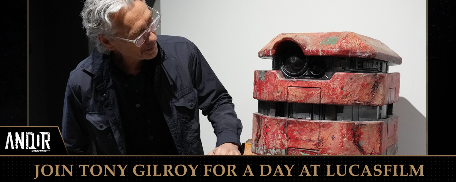 Tony Gilroy with B2EMO at Lucasfilm headquarters in San Francisco.