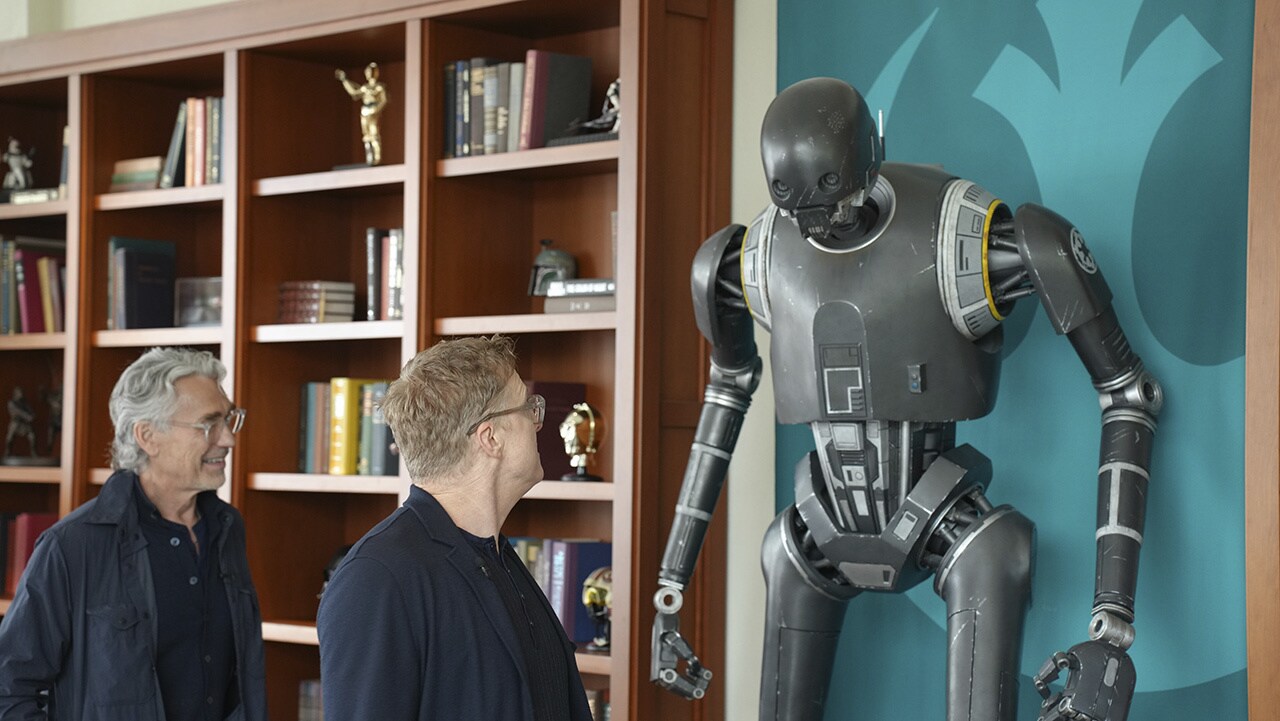 Tony Gilroy and Alan Tudyk with K-2SO.